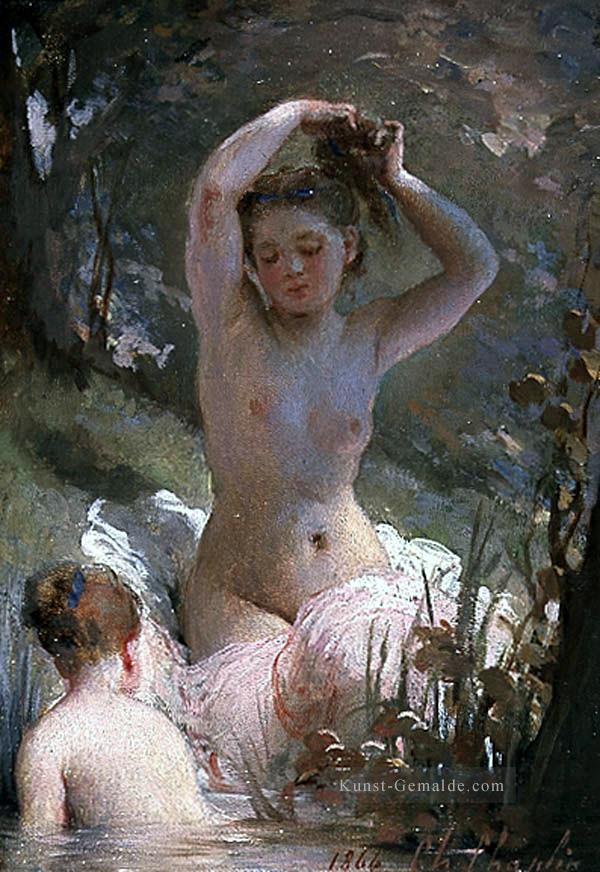 zwei Badende Mädchen Nacktheit Charles Joshua Chaplin Ölgemälde